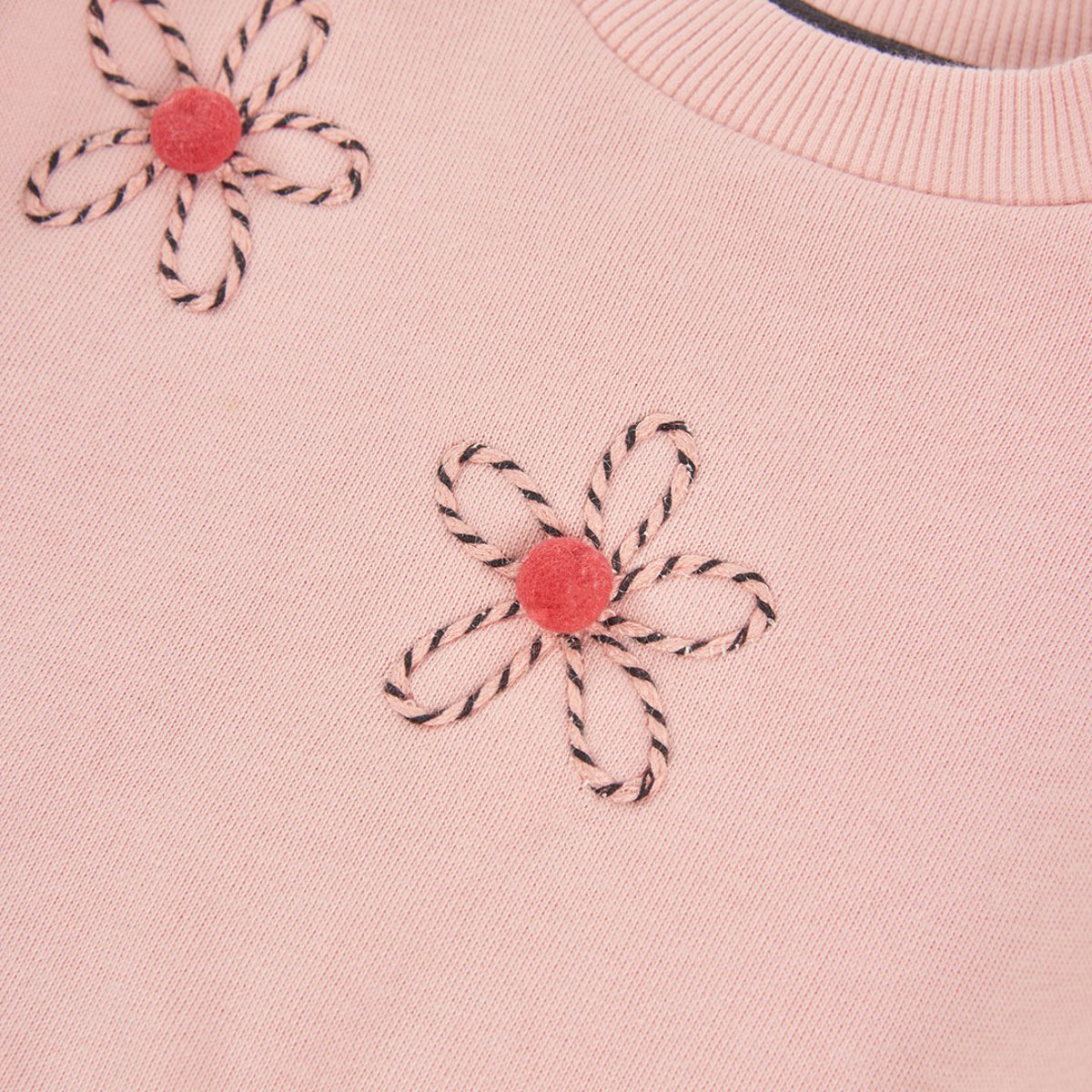 Robe fille molleton et tulle brodé fleurs pink, BOBOLI