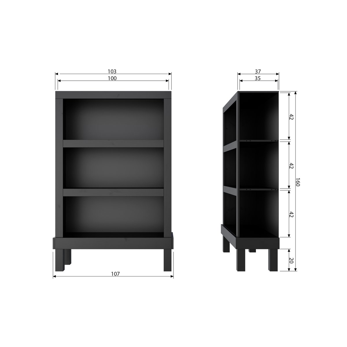Armoire en pin BONK noir, WOOOD