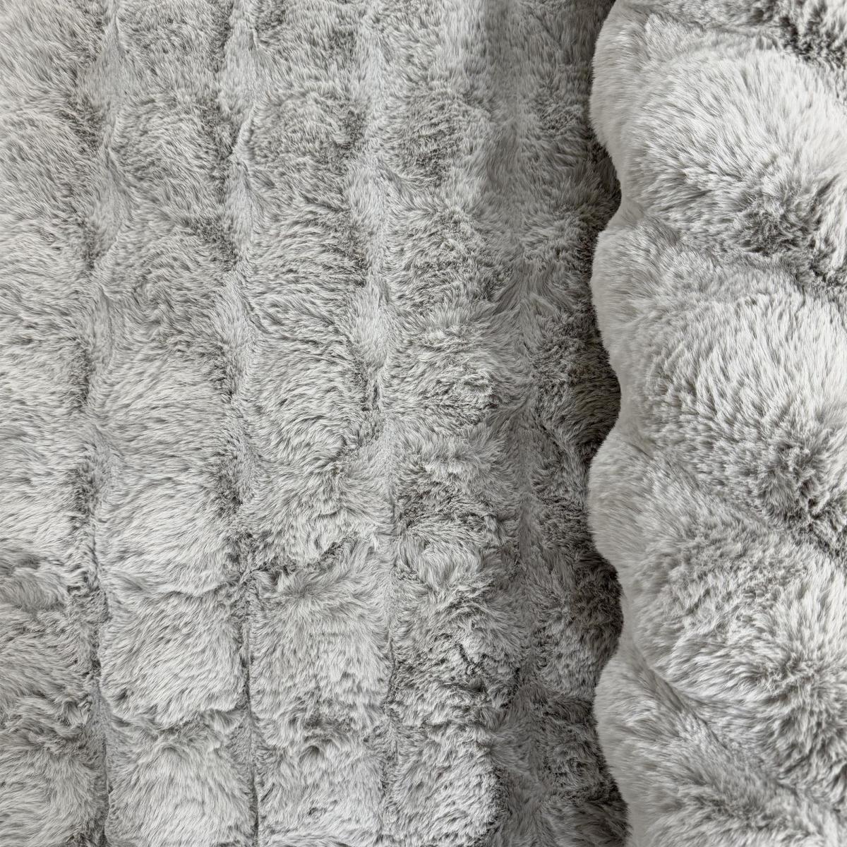 Tapis shaggy, faux uni sobre, poil long shaggy moelleux LYN58 BUBL gris, blanc, UN AMOUR DE TAPIS