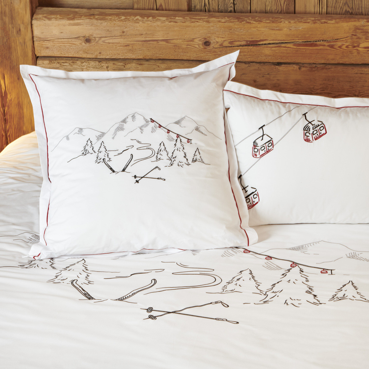 Housse De Couette Percale De Coton Brodée - VOSGES hivernal, TRADITION DES VOSGES