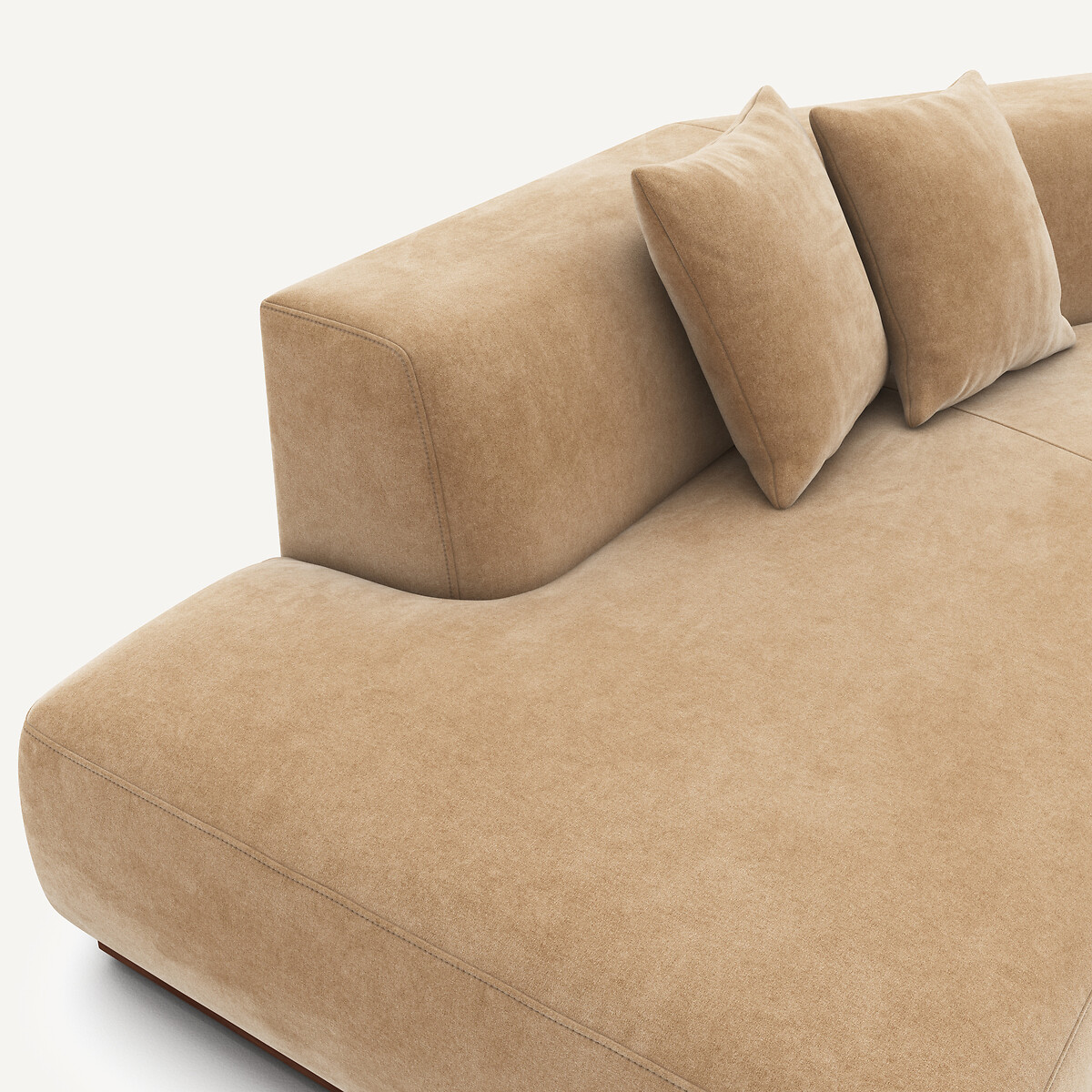 Canapé d'angle droit ouvert en velours stonewashed, JACOPO ficelle, AM.PM