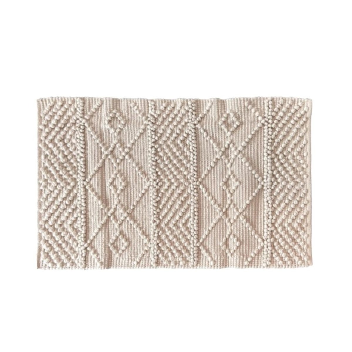 Tapis descente de lit motifs géométriques 60x110cm beige, ORNAMI