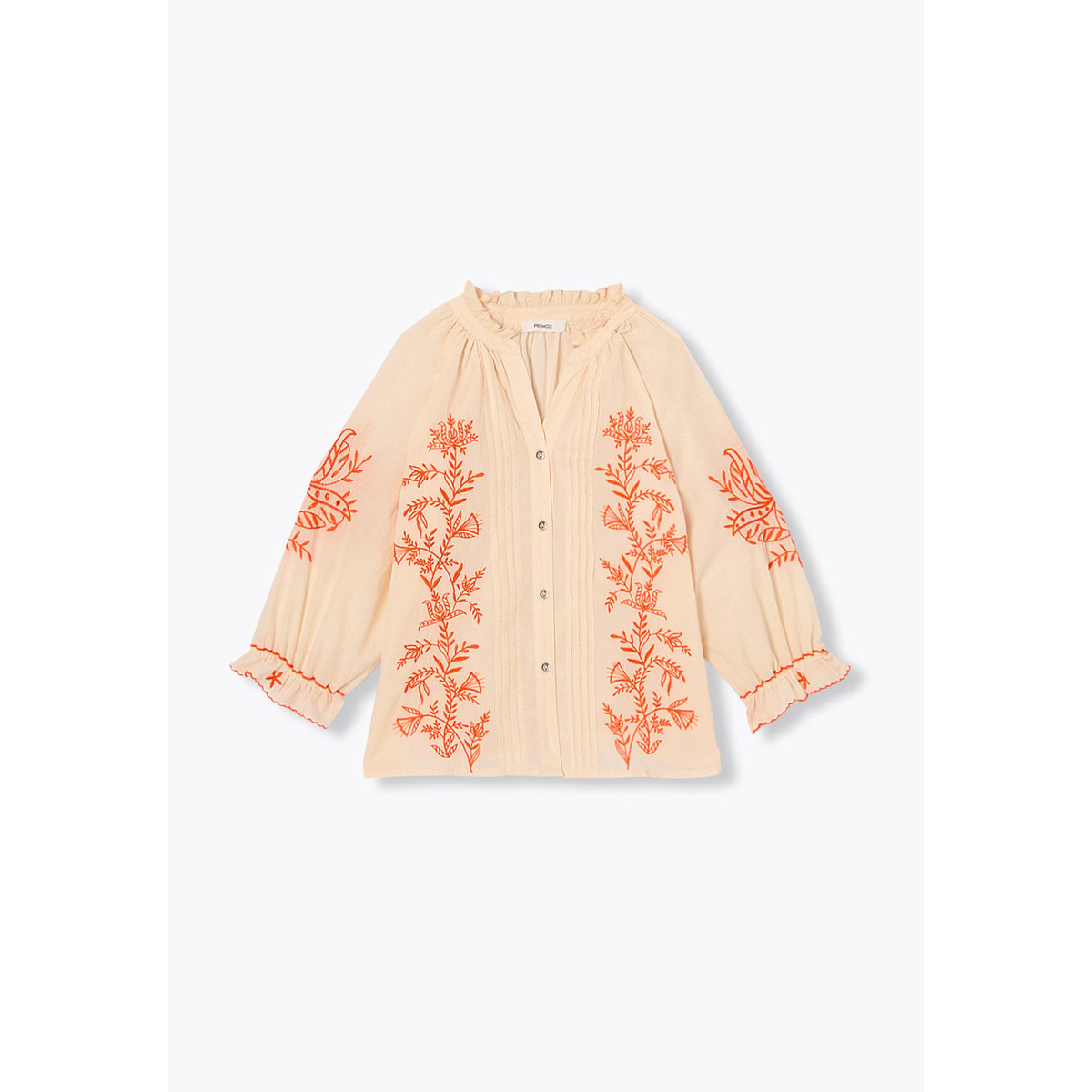 Blouse à broderies fluo ecru, PROMOD