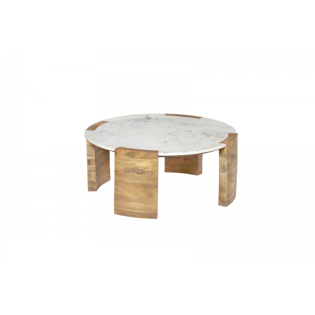 Table basse ronde en marbre, TORVI blanc, BOBOCHIC