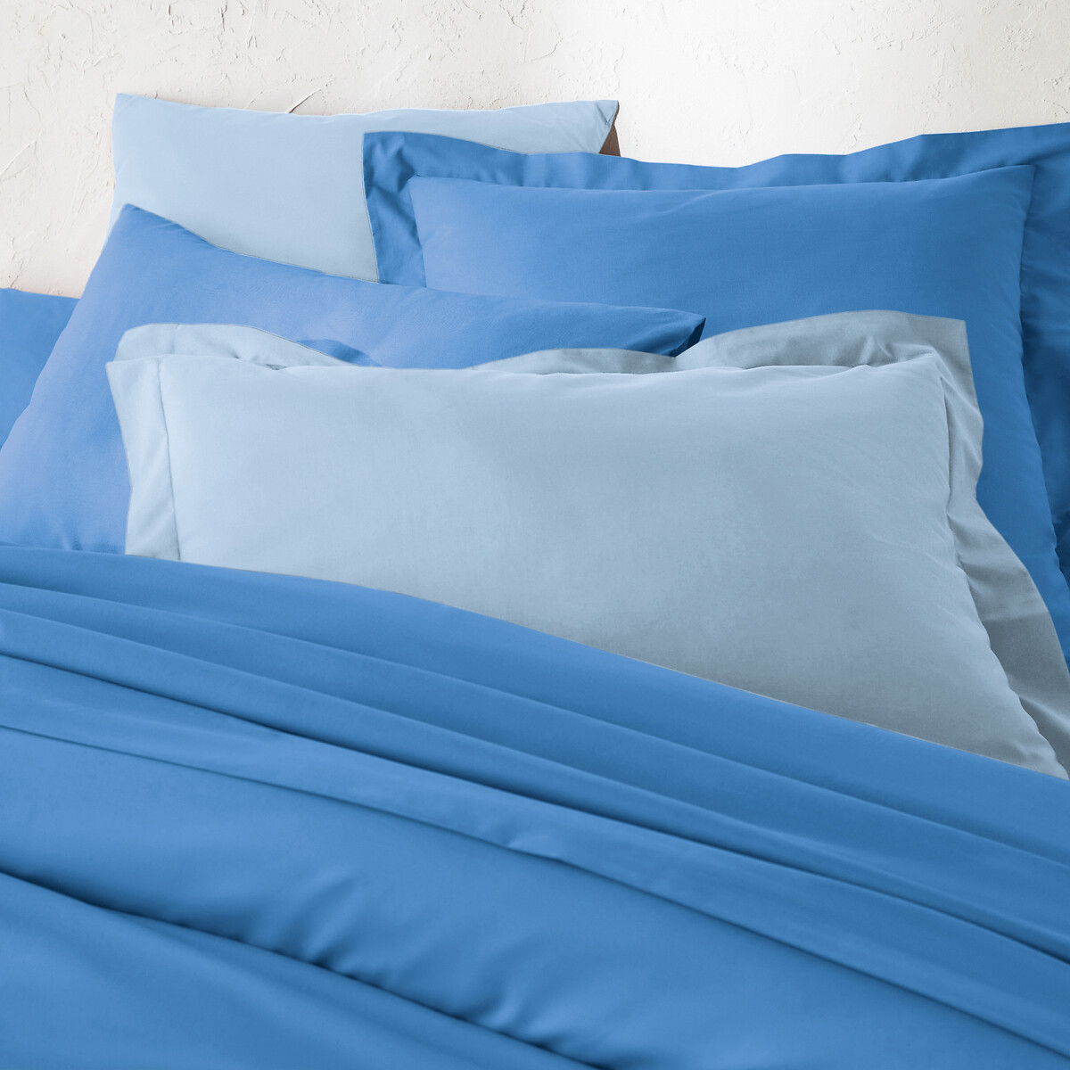 Housse de couette zippée unie en coton, Scénario bleu de provence, LA REDOUTE INTERIEURS