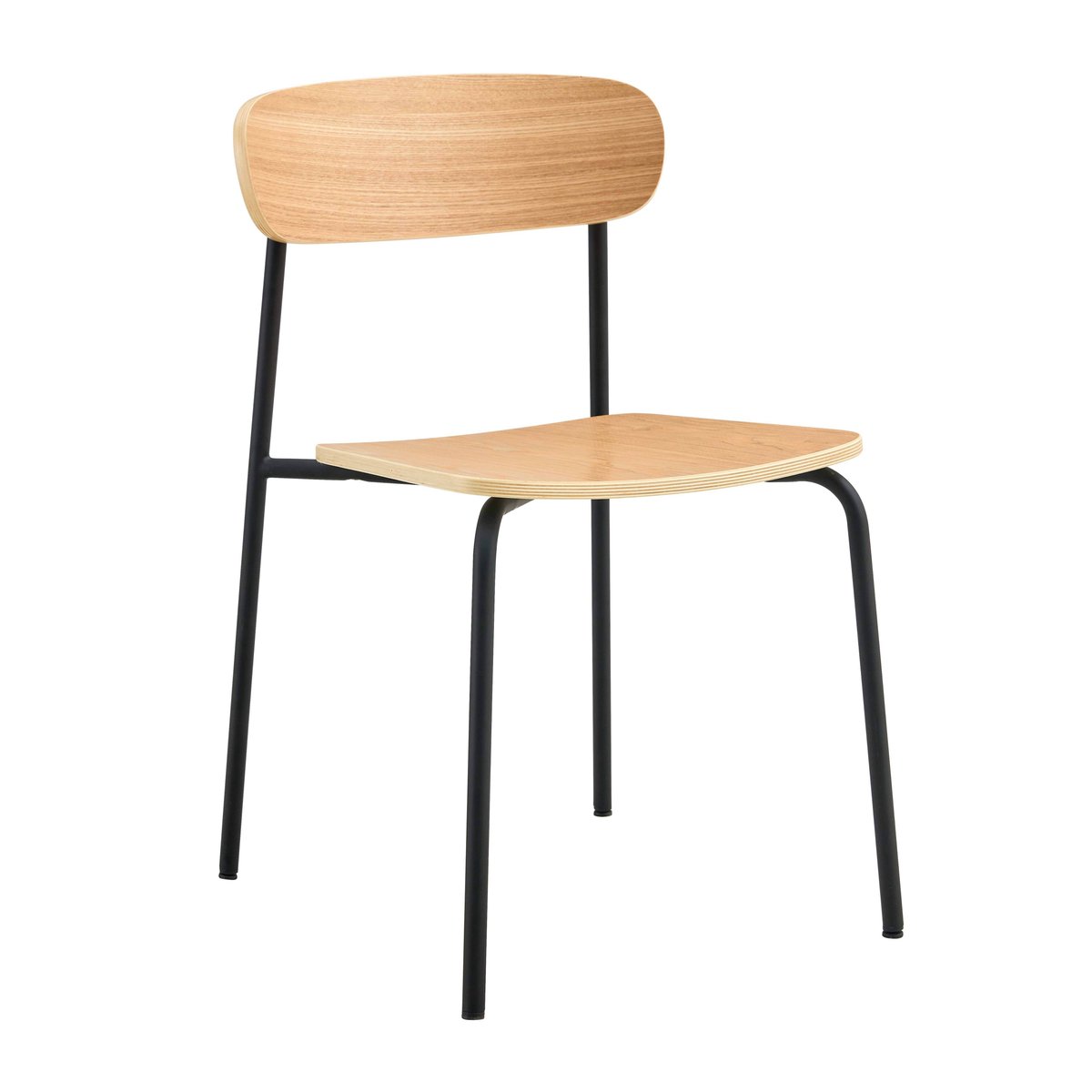 Lot de 2 chaises en métal et bois, LILA noir, OVIALA
