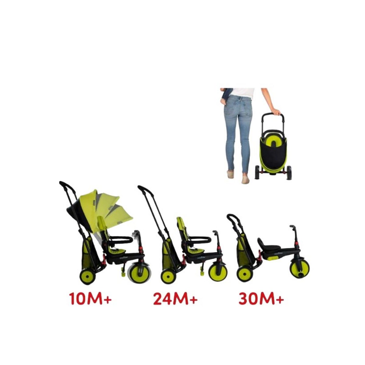 Tricycle smartrike STR3 pliable - vert couleur unique, SMARTRIKE