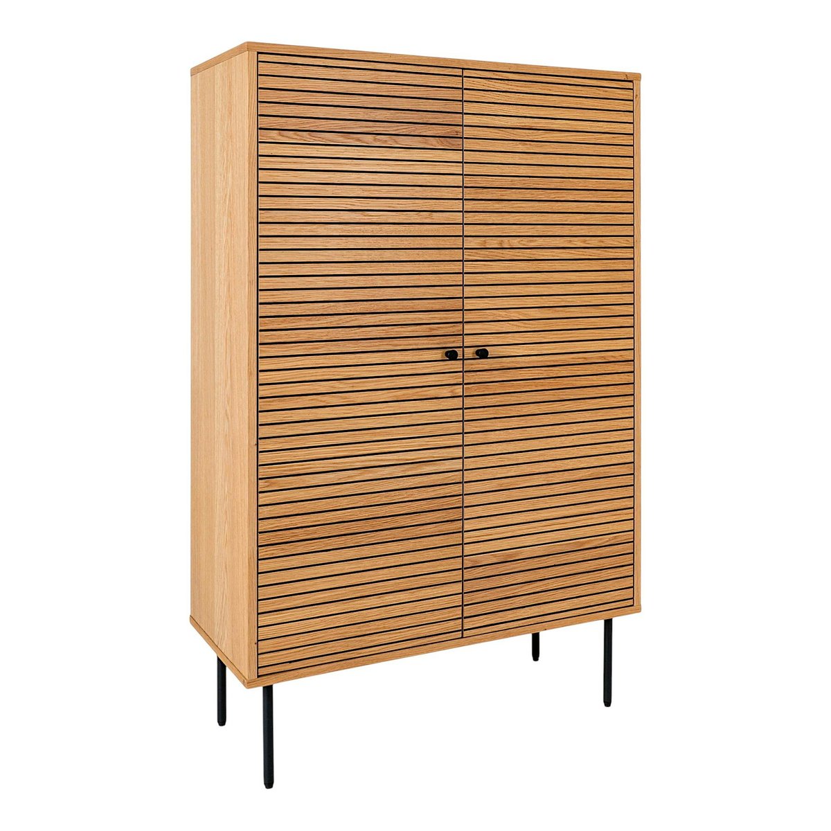Buffet haut de salle à manger 2 portes effet rainuré ASSENS bois naturel, PIER IMPORT