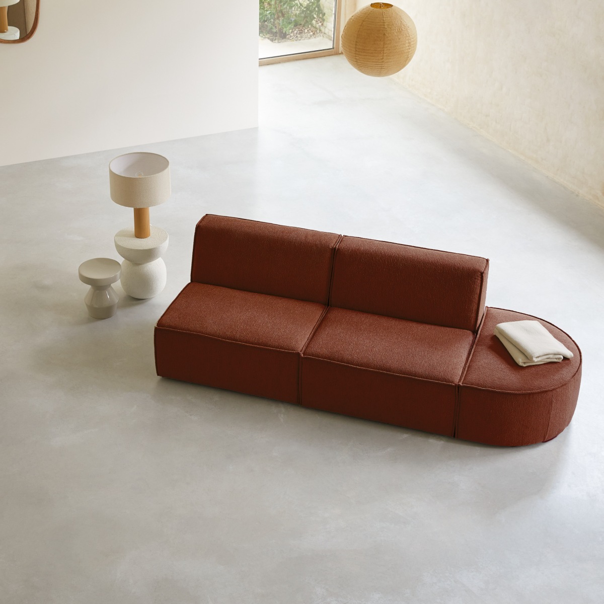 Banquette en Tissu, DARIO rouge, TIKAMOON