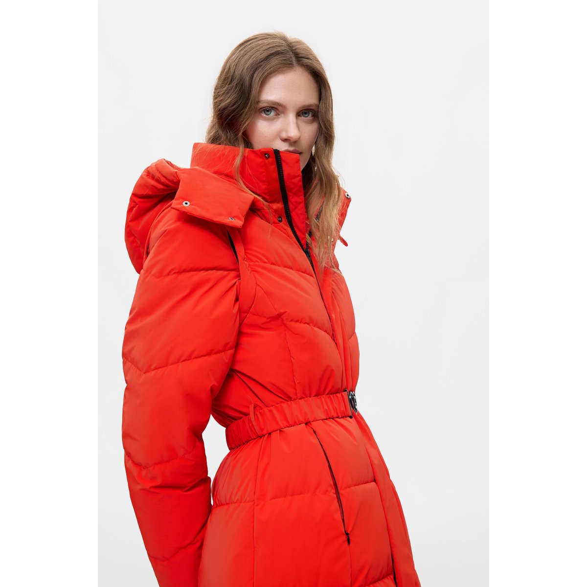 Manteau long matelassé orange, DESIGUAL