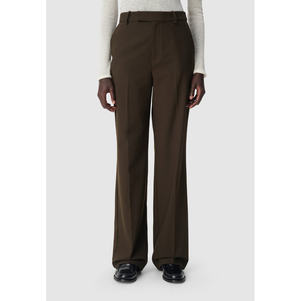 Pantalon de tailleur façon laine froide vert kaki, IKKS