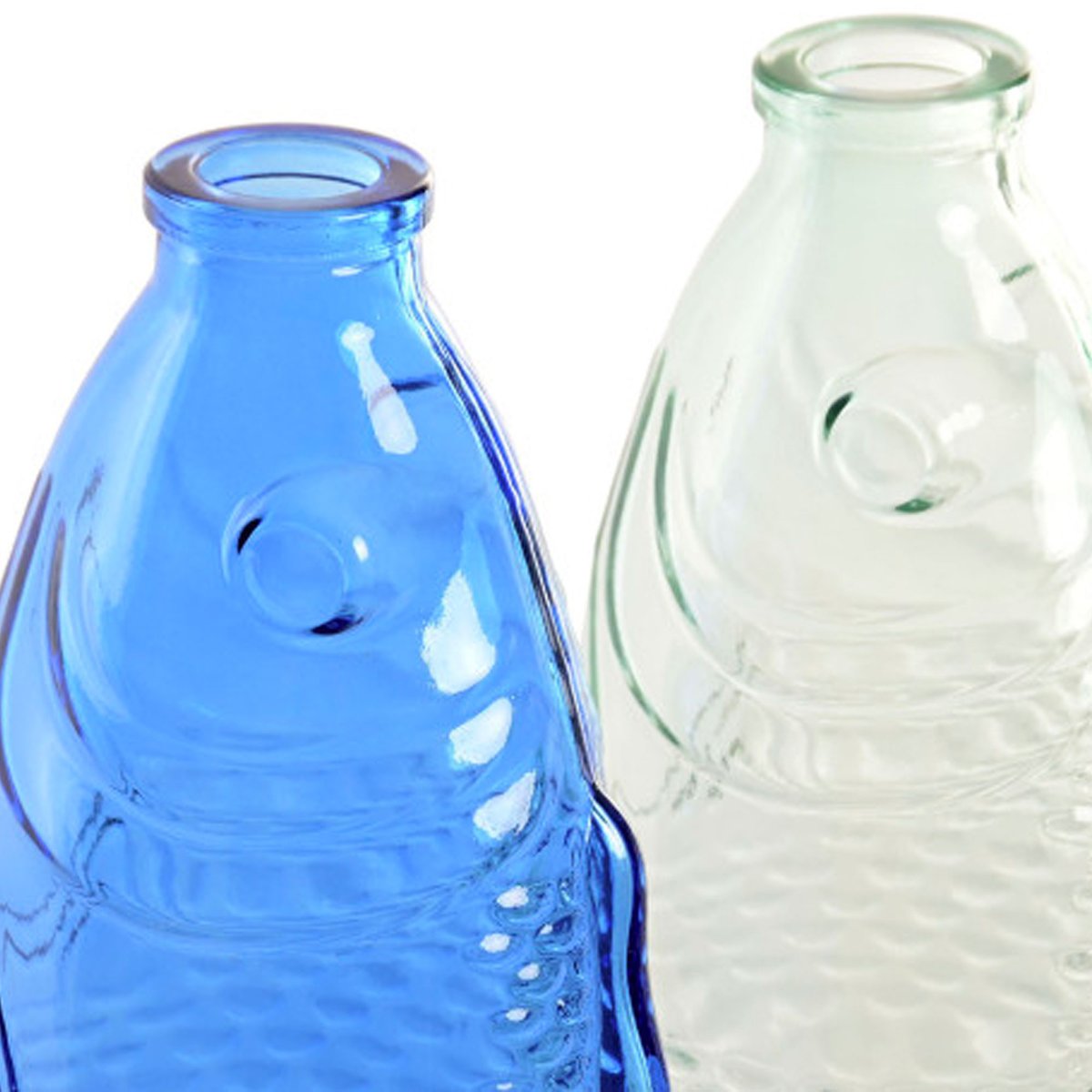 Set de 2 vases en verre vert et bleu poissons 10x7x26cm vert, WADIGA