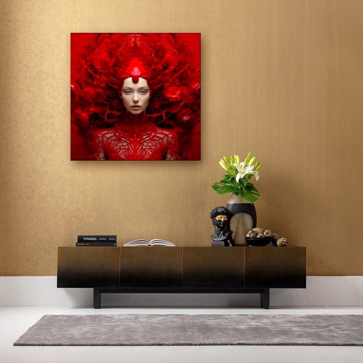 Tableau en verre muse rouge, KARE DESIGN