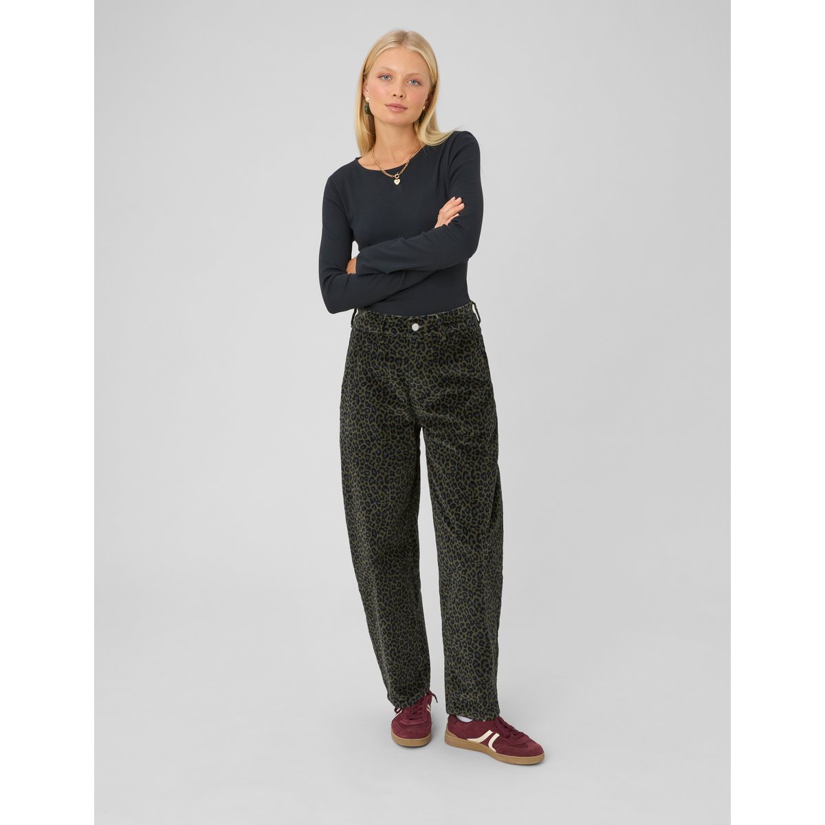 Pantalon imprimé coupe ballon vert kaki, BZB