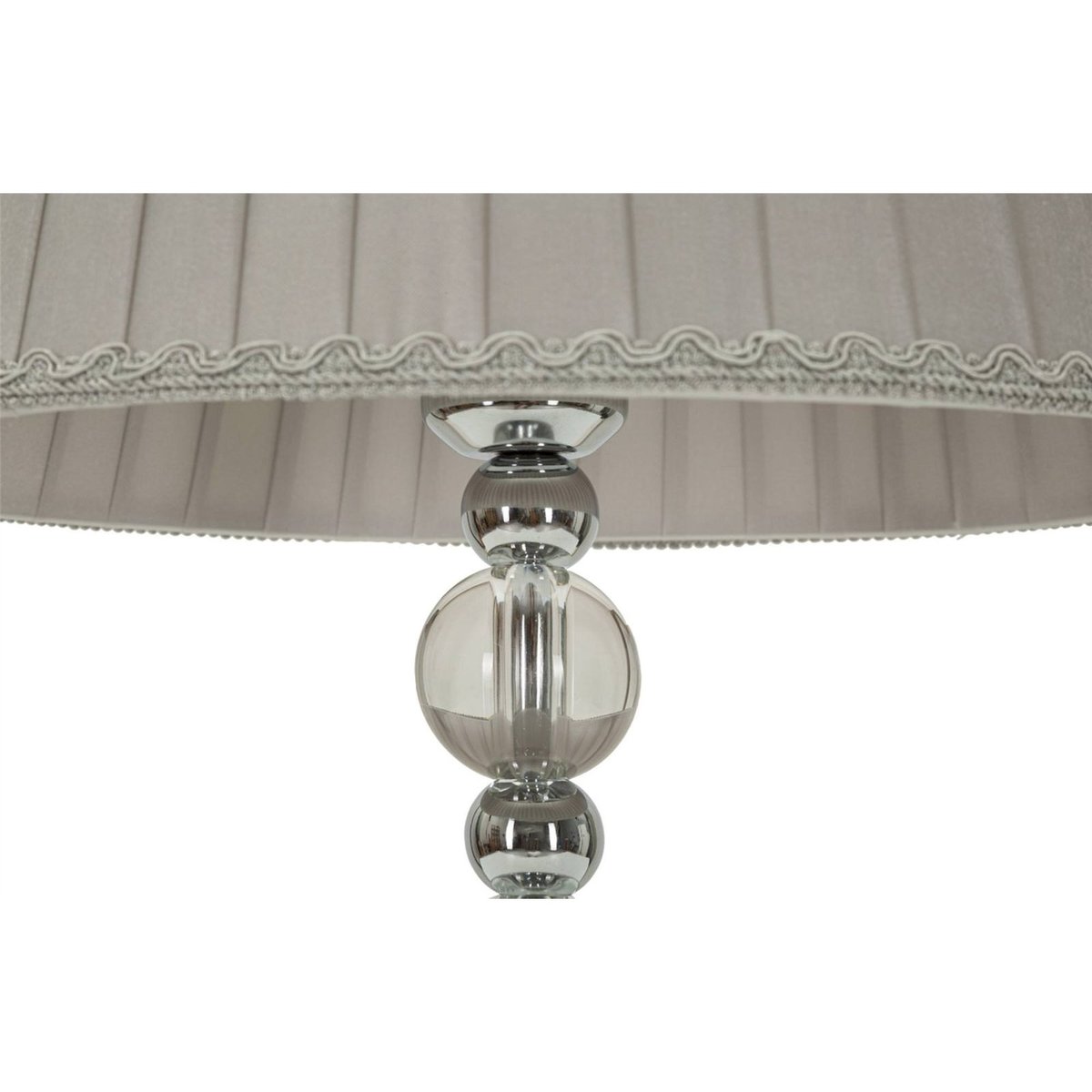 Lampe à poser pied verre abat-jour tissu GLAM argenté et gris, RECOLLECTION