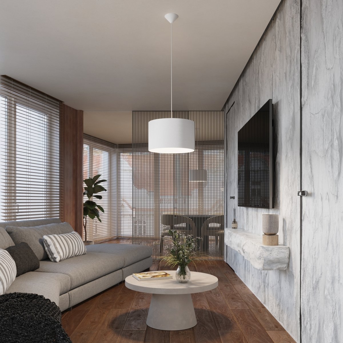Suspension Tissu Blanc E27 1 Nova 40 blanc, EDEN