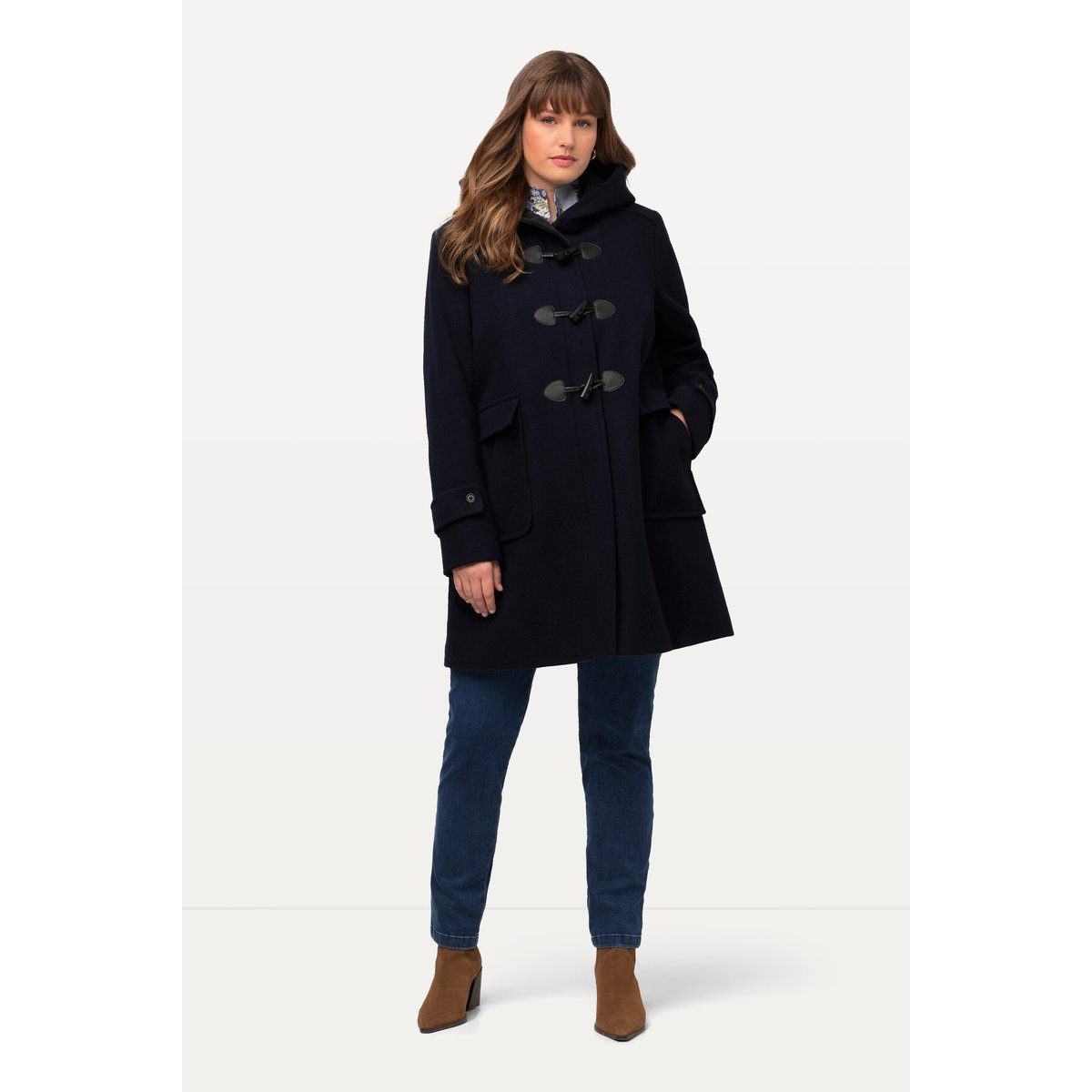Duffle-coat en laine mélangée marine, ULLA POPKEN