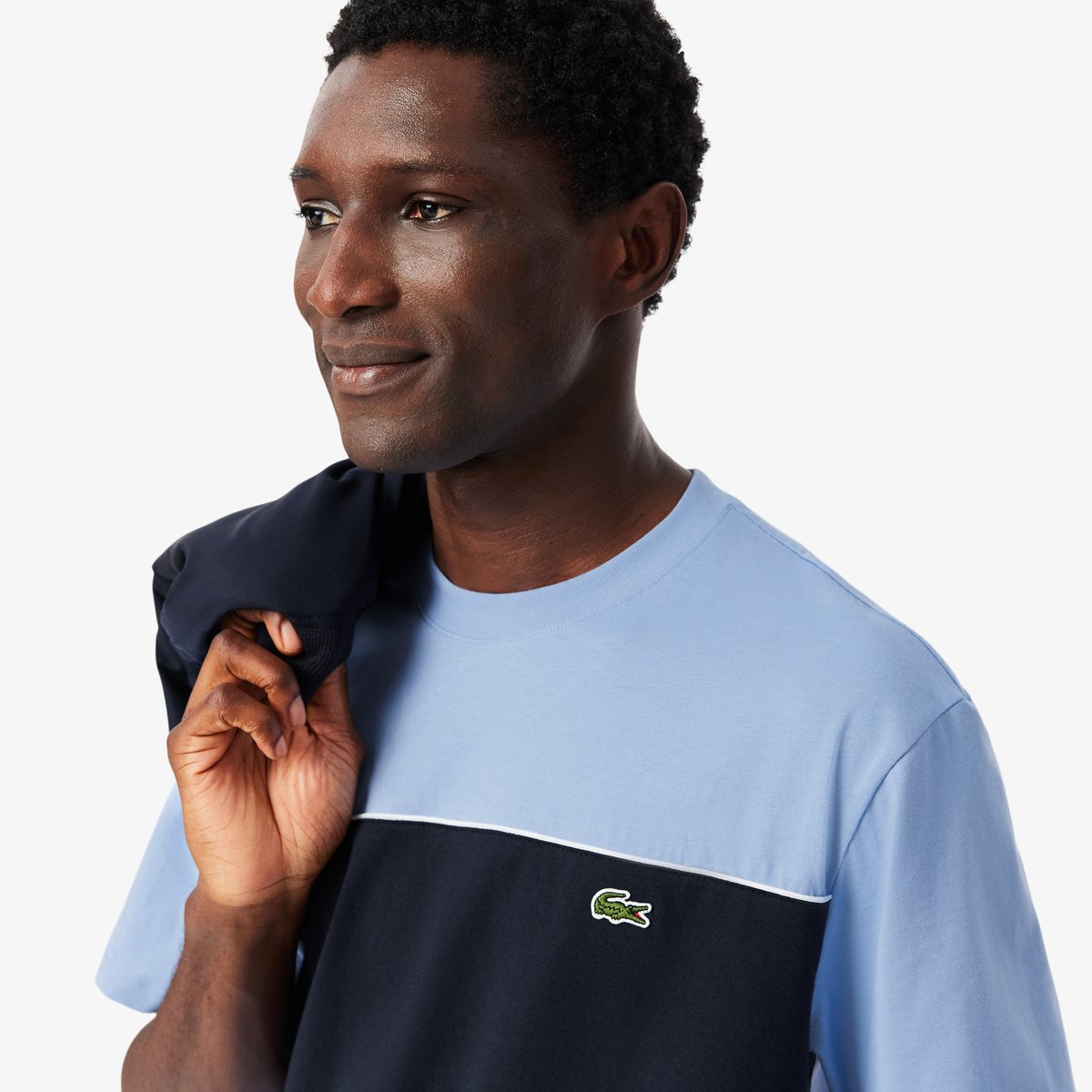 T-shirt color-block coton bleu-3pt, LACOSTE