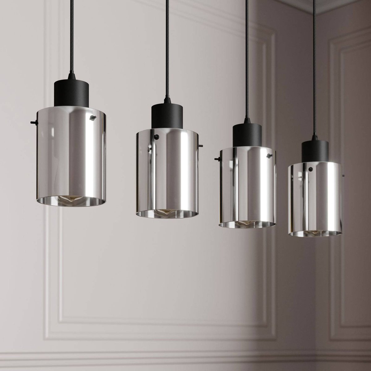 Suspension moderne, Kourtney noir, gris fumée, LINDBY