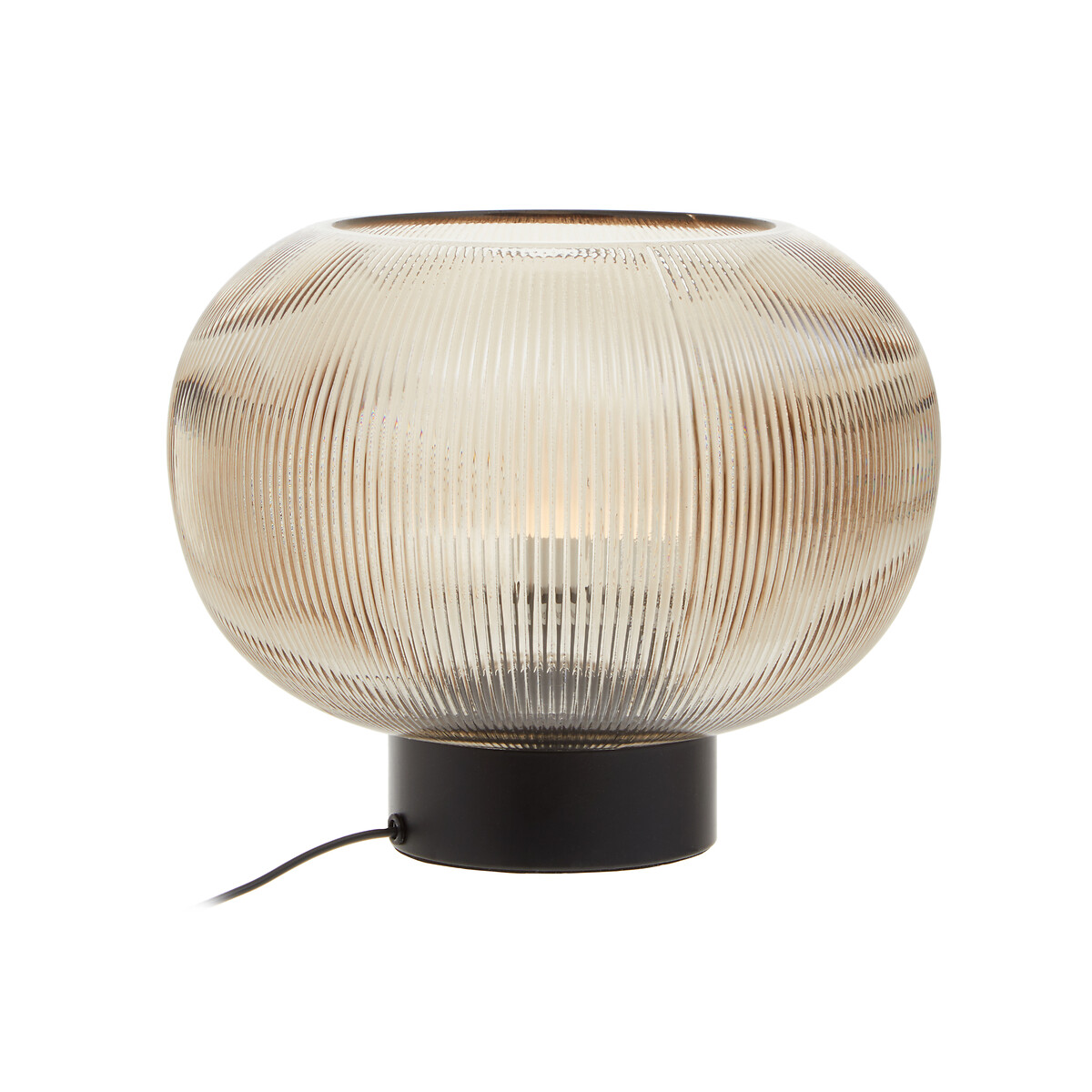 Etta Large Ribbed Glass Table Lamp in Smoke brown , SO'HOME