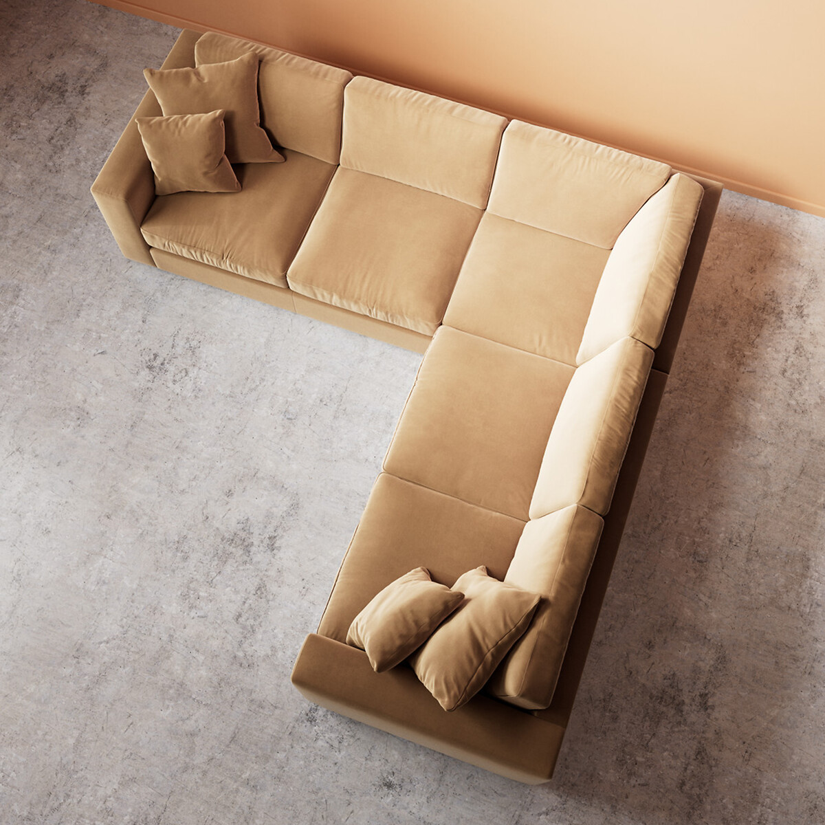 Althaea Easy Velvet Corner Sofa biscuit, SWOON