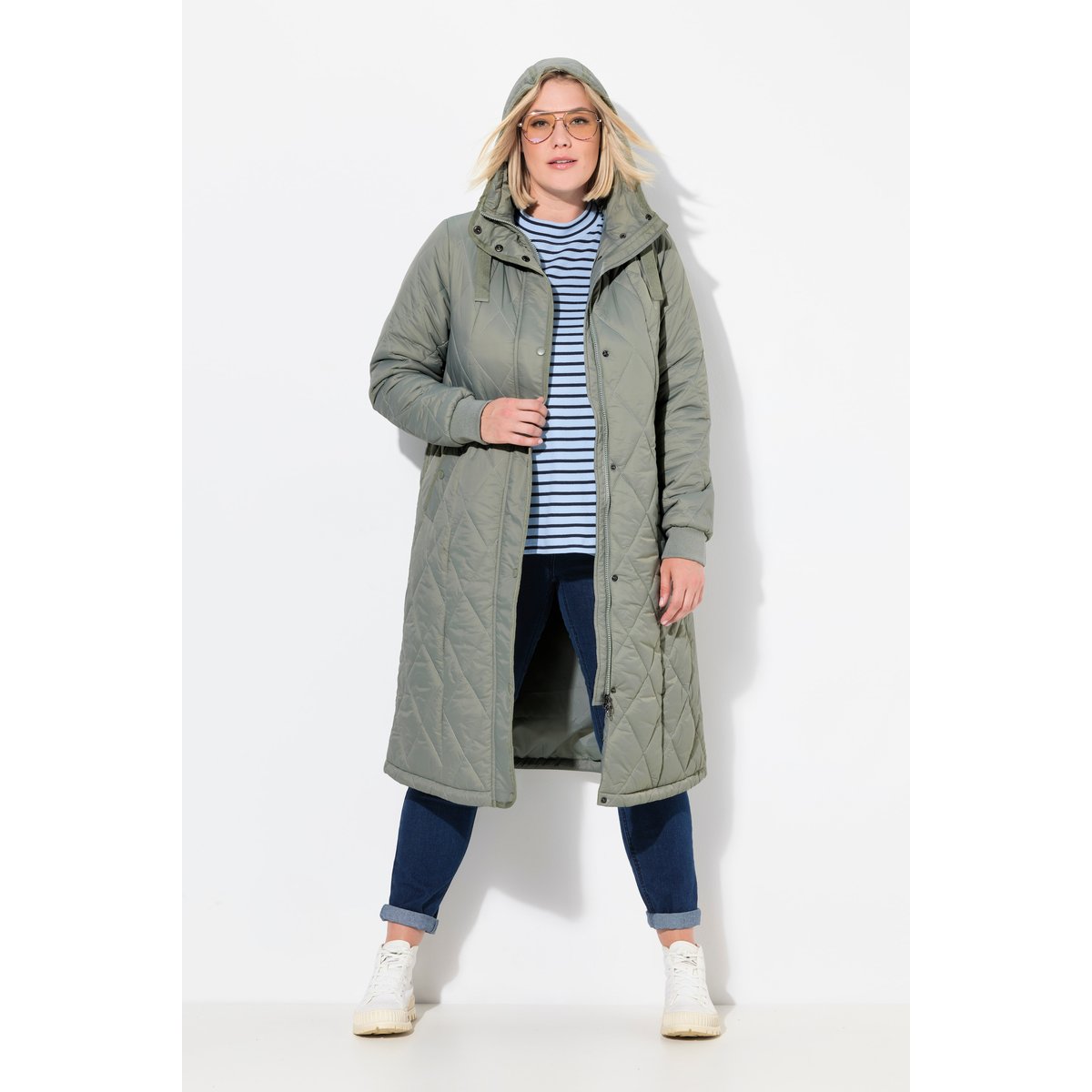 Manteau technique matelassé à capuche olive mat, ULLA POPKEN