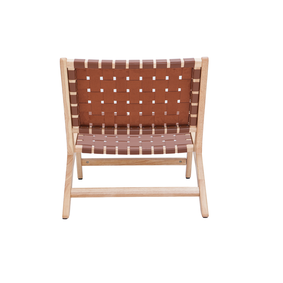 Fauteuil ethnique en bois et sangles tressées marron BONDI marron, MILIBOO