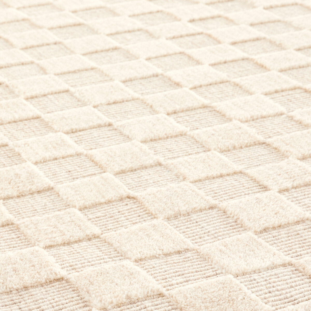 Tapis damier ton sur ton, Bilmo ecru, LA REDOUTE INTERIEURS
