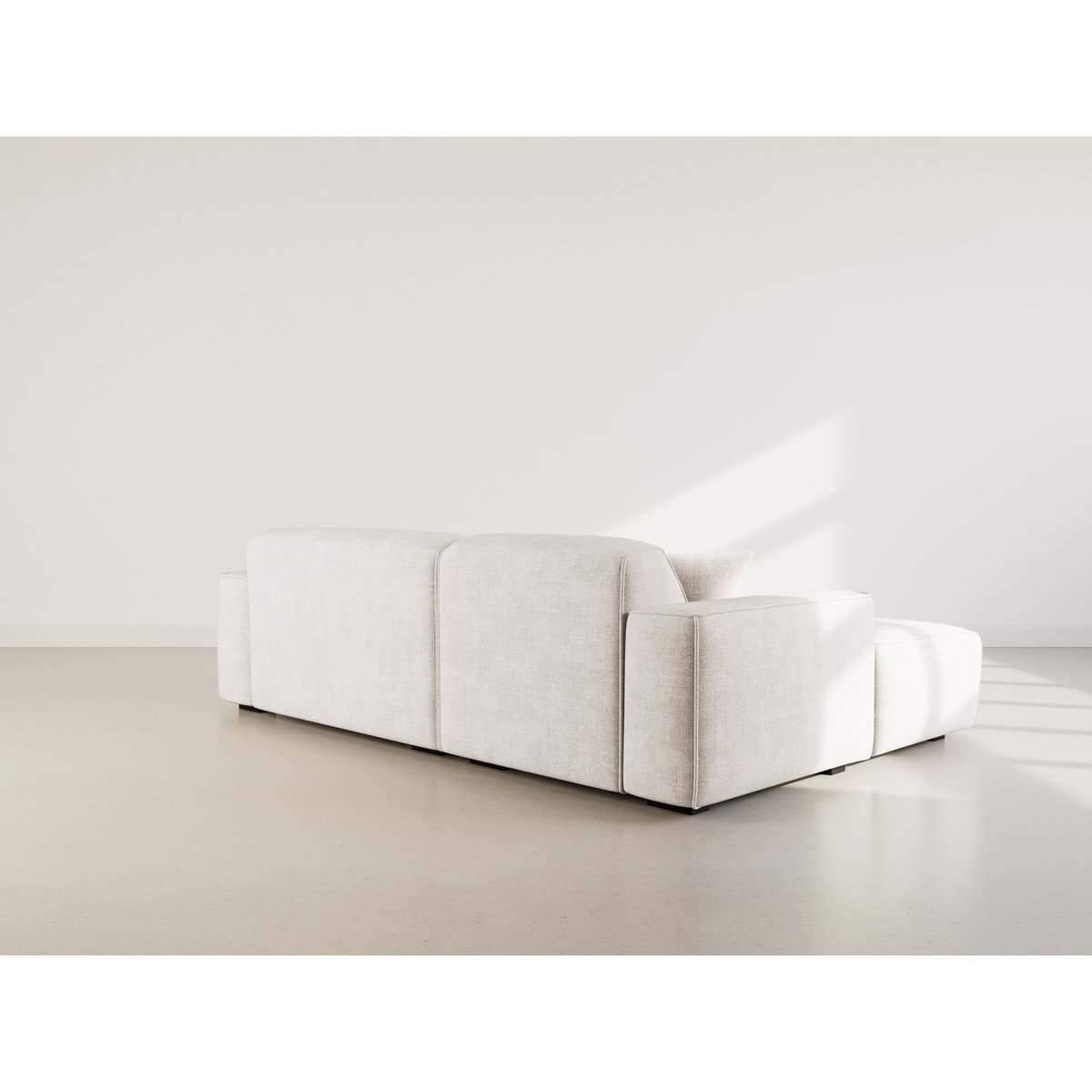 Canapé d'angle gauche en velours texturé, LISON beige, BEST MOBILIER