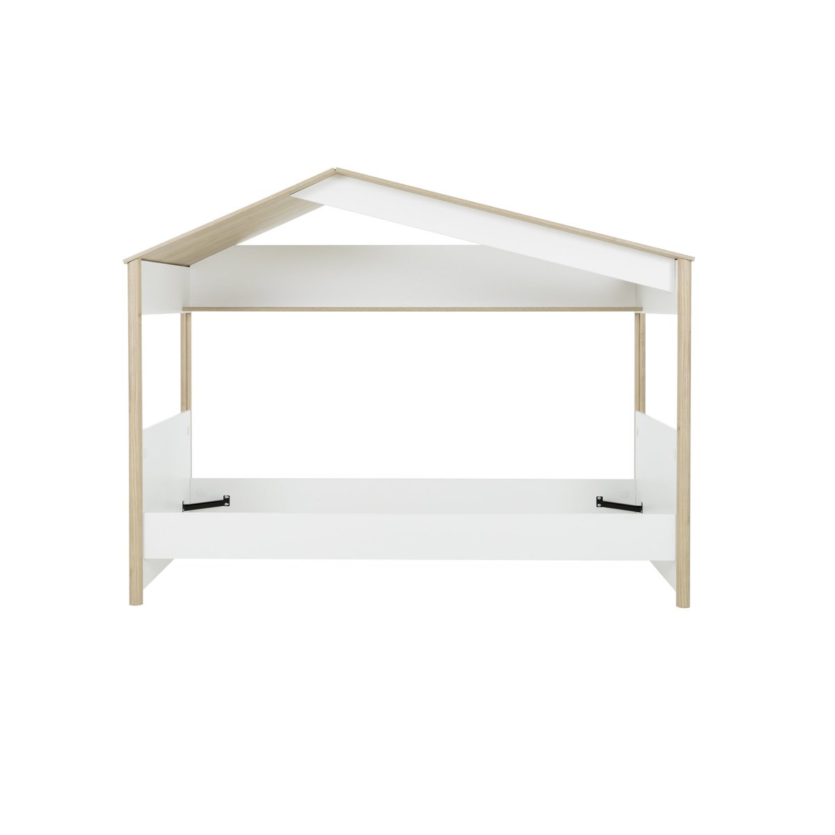 Lit cabane avec tablette MATIS blanc/bois, GAMI