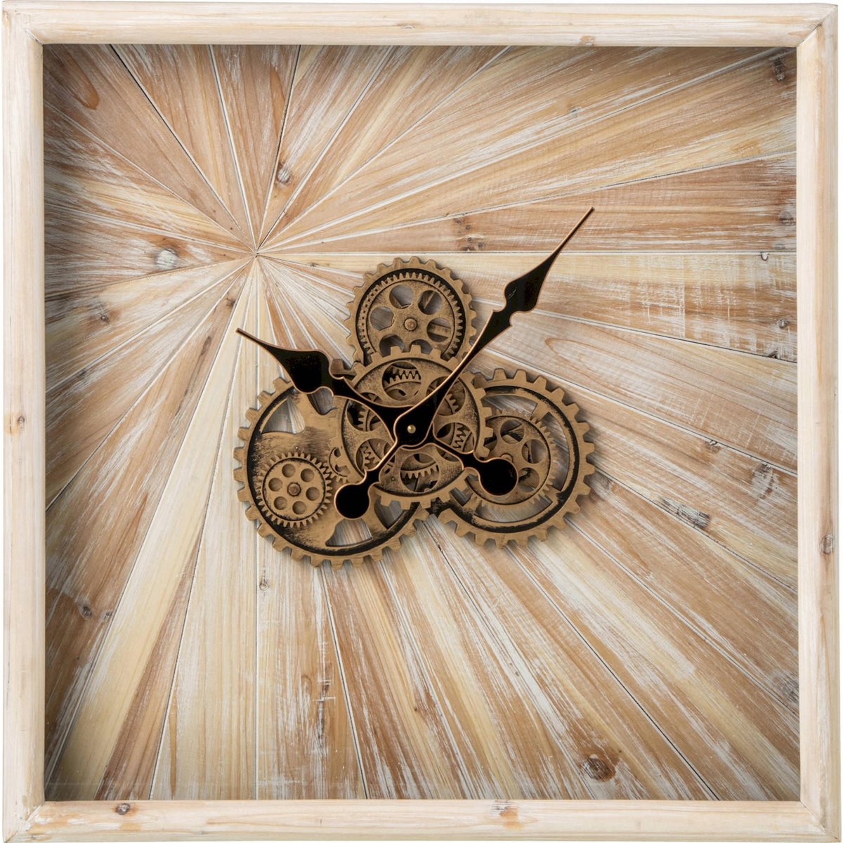 Horloge murale carrée façon bois beige clair effet bois, RECOLLECTION