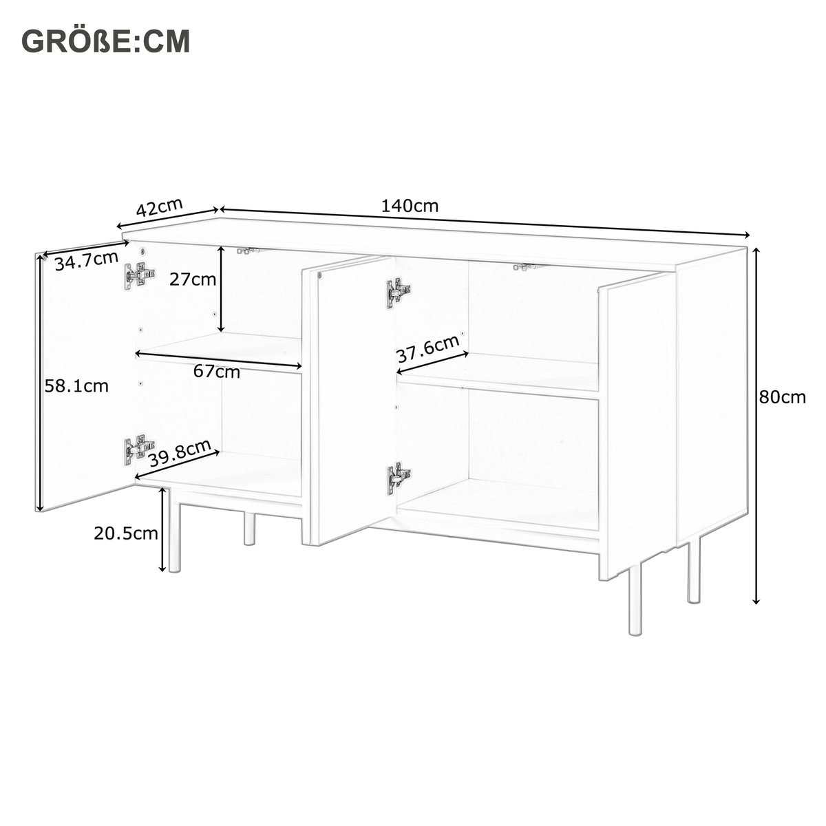 Buffet avec 4 portes 4 couches, BABEDB Buffet blanc, MEUBLES COSY