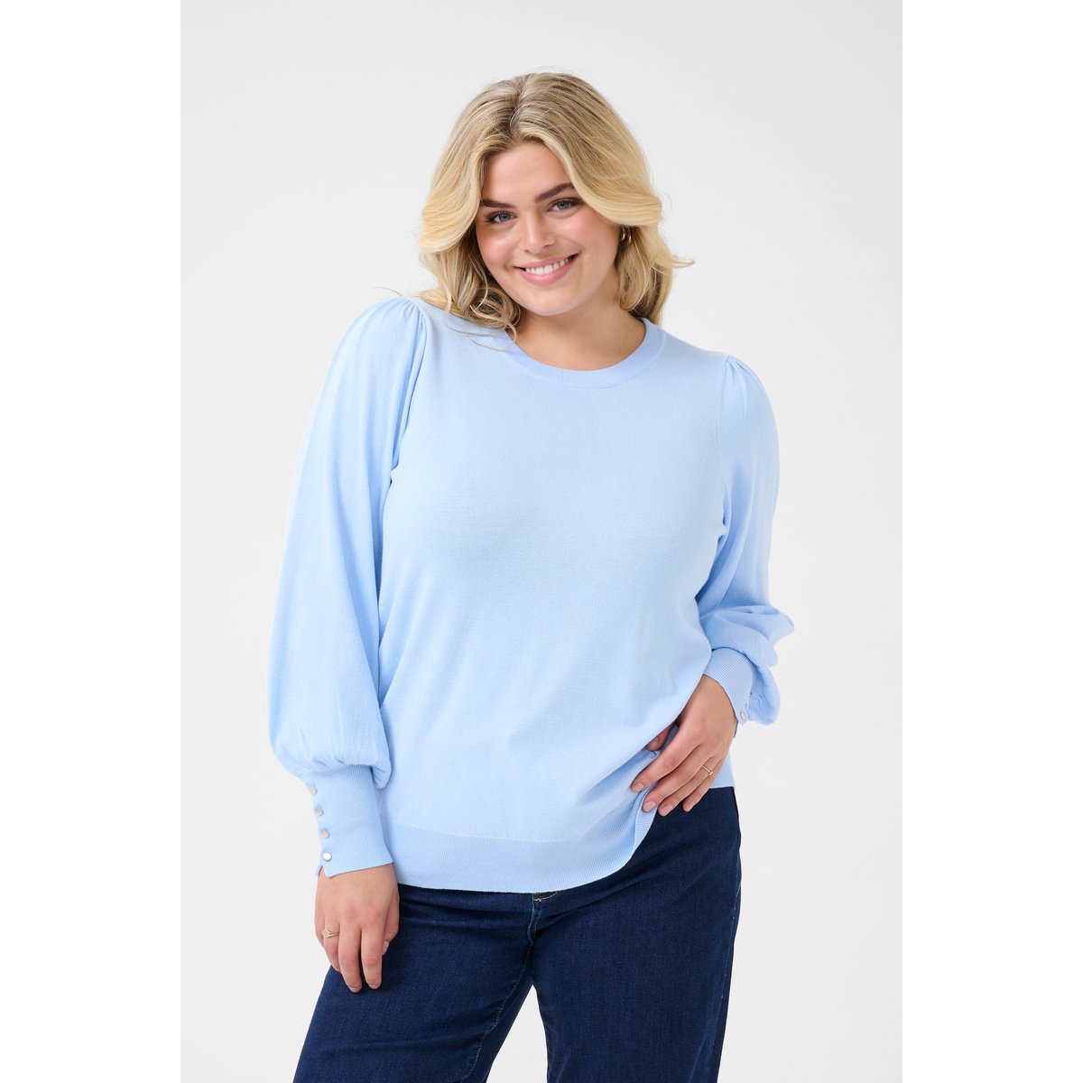 Pullover tricoté bleu windsufer, KAFFE CURVE
