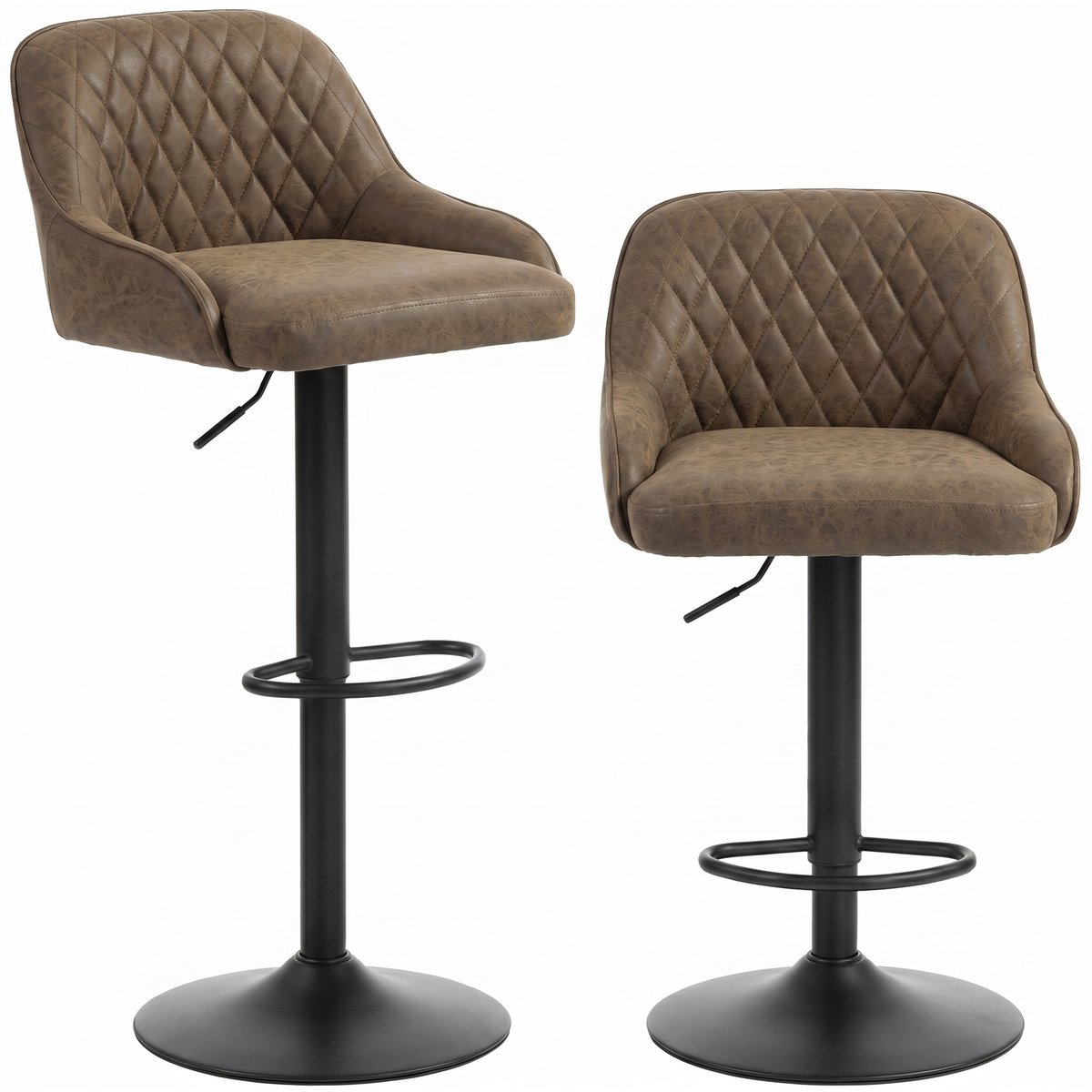 Tabouret de bar PU Marron foncé marron foncé, HOMCOM