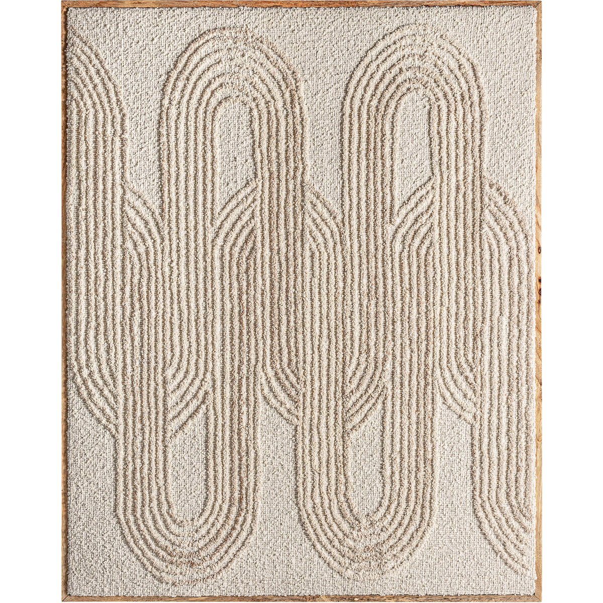 Tableau en coton relief contemporain beige clair et bois clair, RECOLLECTION