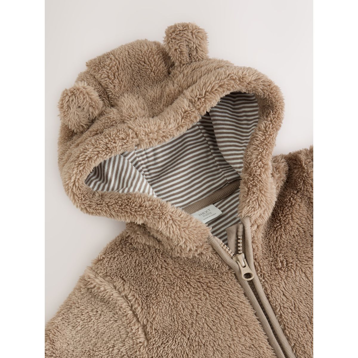Combinaison nylon bébé à capuche matelassée marron, NEXT