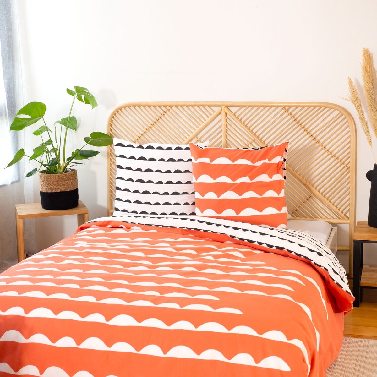 Parure housse de couette en coton imprimée, Dobe rouge, C DESIGN HOME TEXTILE