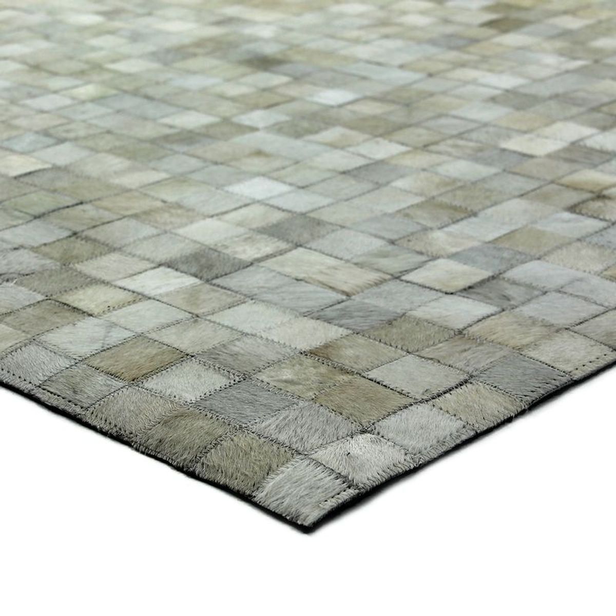 Tapis en cuirs recyclés motif mosaïque  CUIR blanc, THE DECO FACTORY