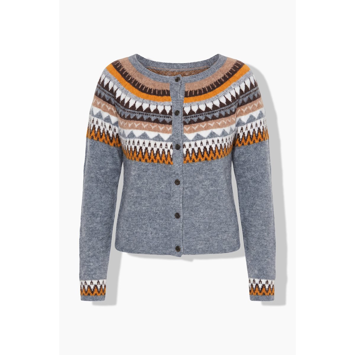 Cardigan norvégien, coupe Slim Fit gris chiné, ULLA POPKEN