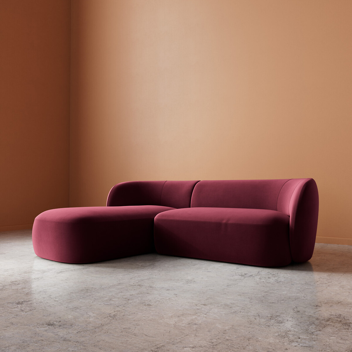 Alban Easy Velvet Corner Chaise Sofa burgundy, SWOON