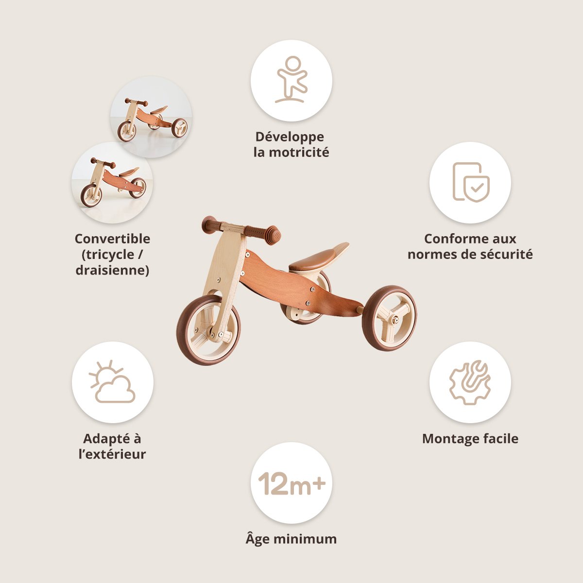 Draisienne VROUM marron, PETITE AMELIE