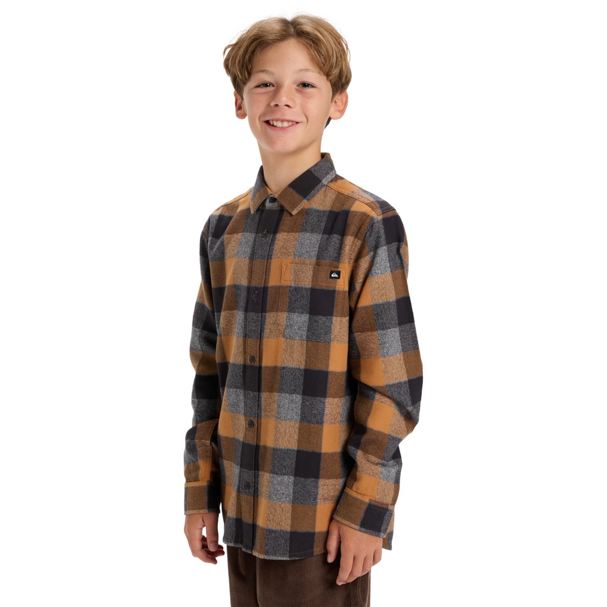 Chemise manches longues MOTHERFLY PLAID marron almond motherfly check, QUIKSILVER