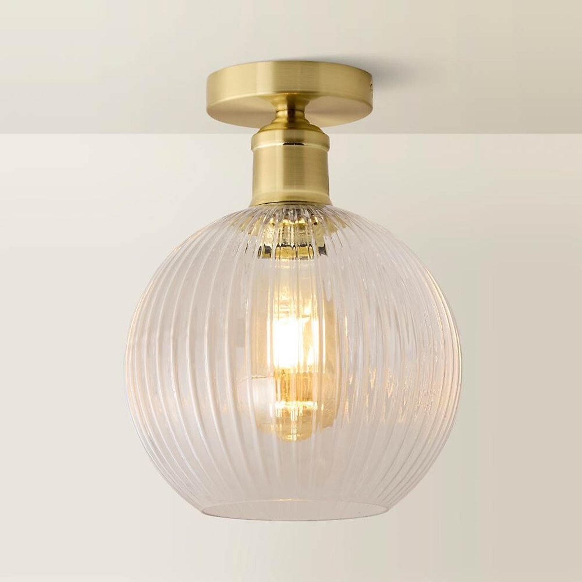 Maddy Flush Ceiling Light with Filament Bulb brushed gold, ÉDITÉ