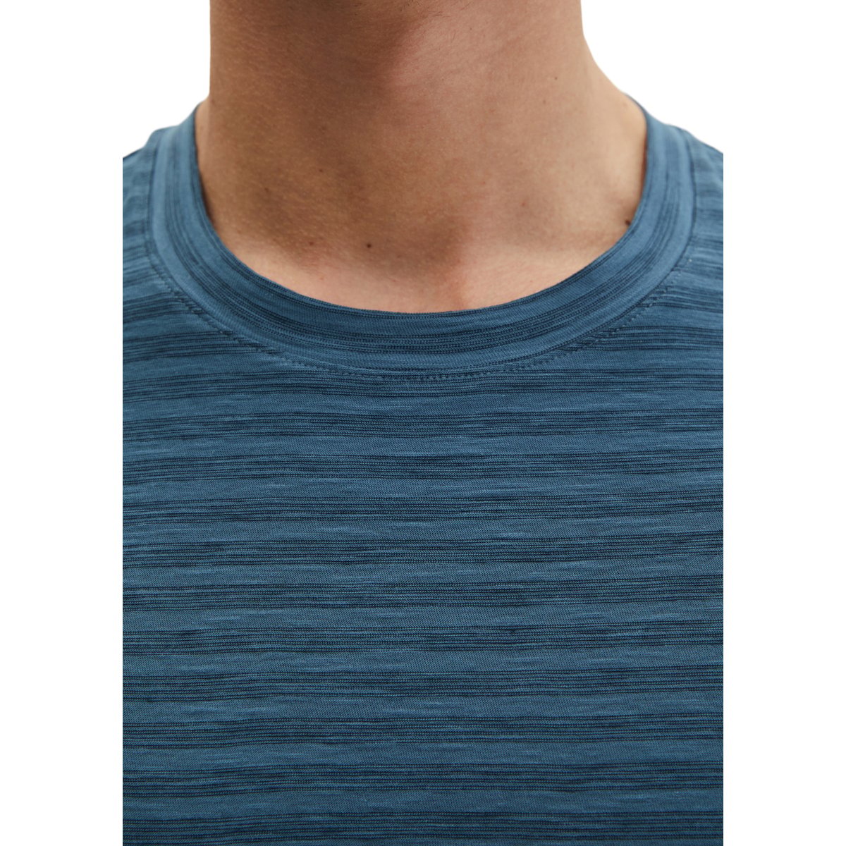 T-shirt regular en jersey slub doux bleu moyen, MARC O'POLO