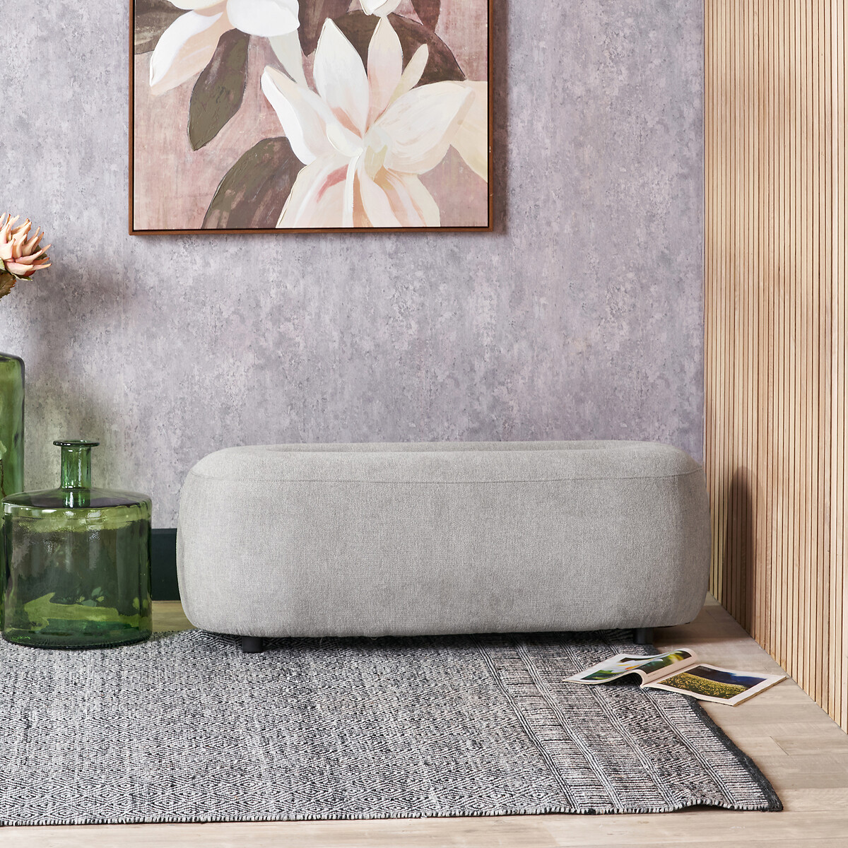 Carys Chenille Footstool light grey, SO'HOME