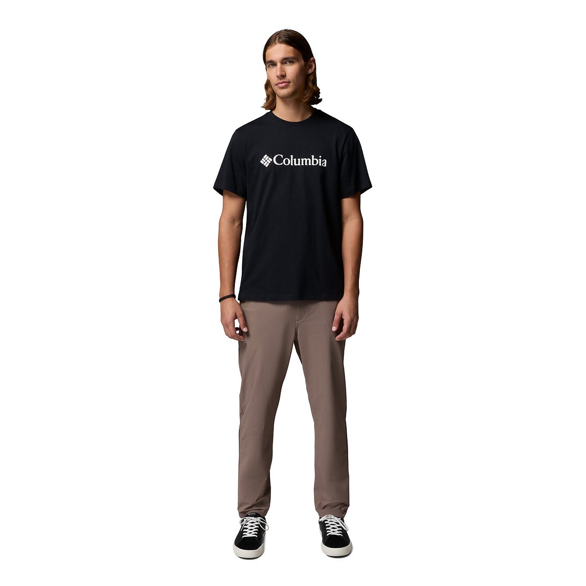 T-shirt manches courtes avec logo poitrine Essentiel noir, COLUMBIA