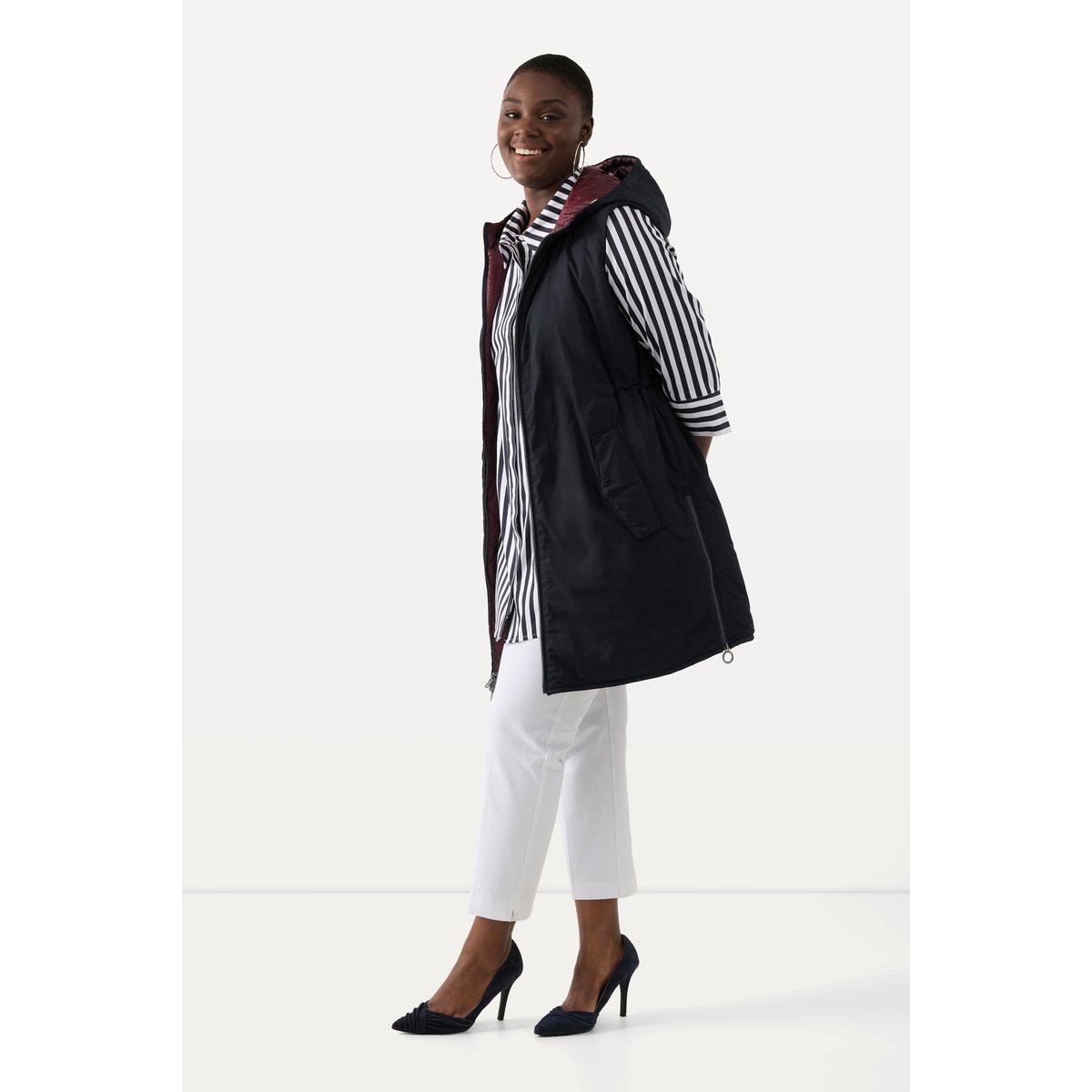 Gilet réversible, cordon de serrage, col rond marine, ULLA POPKEN