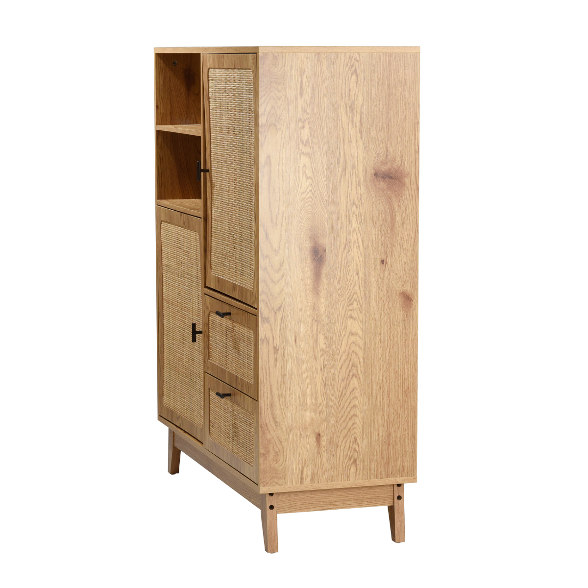 Buffet haut 2 portes 2 tiroirs rotin - ALIA bois clair, CALICOSY