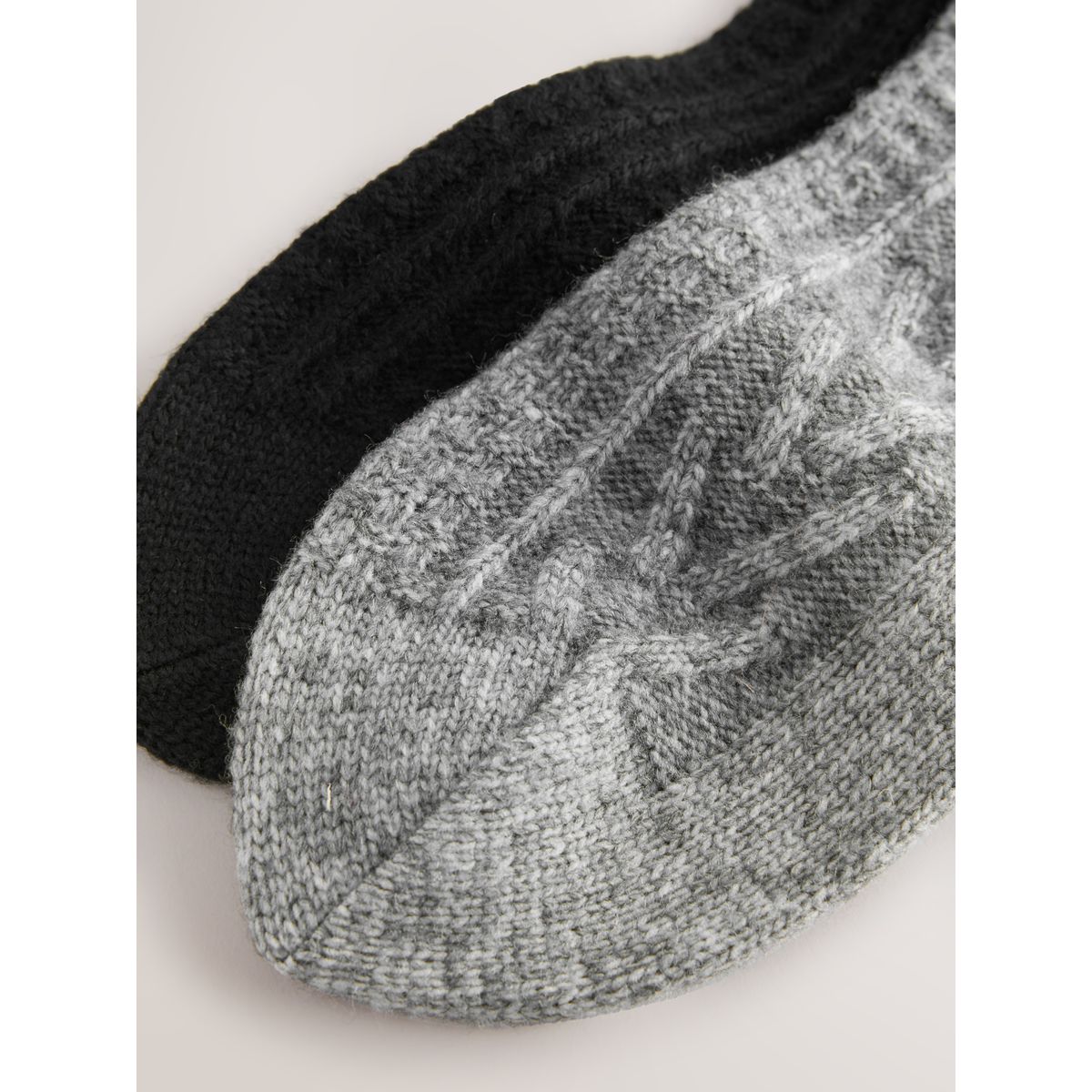 Chaussettes torsadées thermiques, 2 paires noir/gris, NEXT