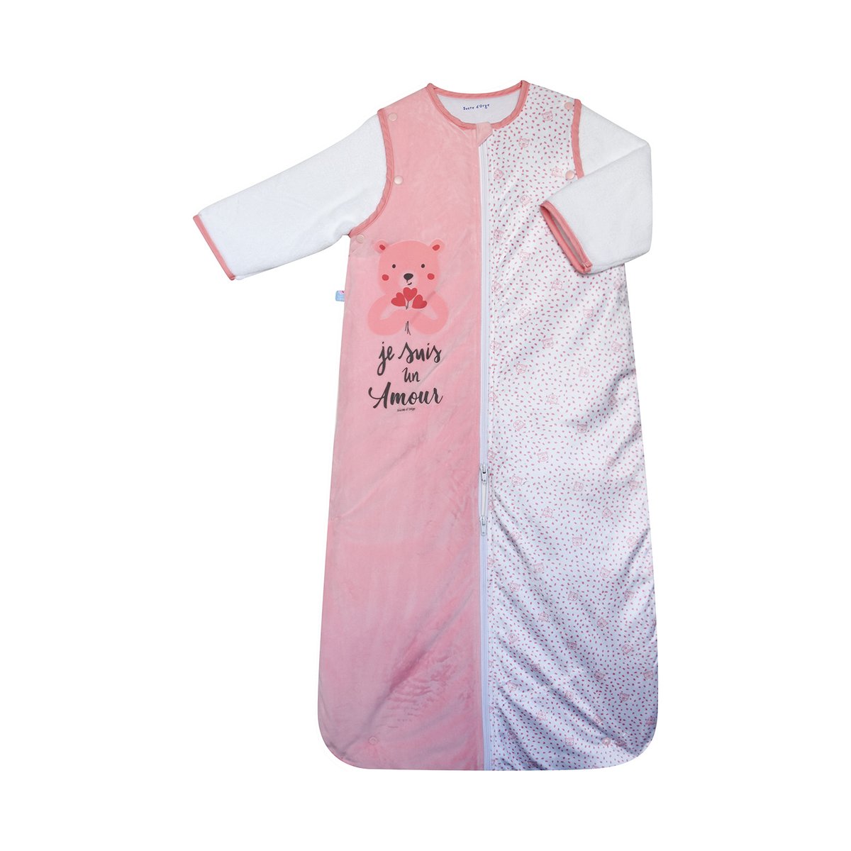 Gigoteuse 6/36m gladie velours doux manches amovibles securite auto rose, SUCRE D'ORGE